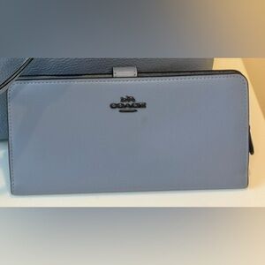 Coach Skinny Leather Wallet light Bluebell/Pewter